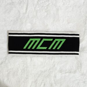 MCM Headband Black Green Motor Logo Merino Wool Headband